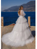 Ivory Lace Pleated Tulle Tiered Wedding Dress